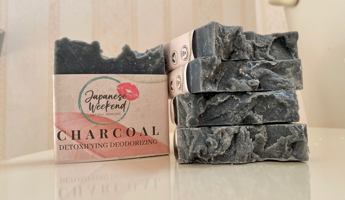 Japanese Weekend Charcoal Soap Detoxifying Deodorizing Bar All Natural Vegan Eco-friendly Pure Small Business Artisan Handmade