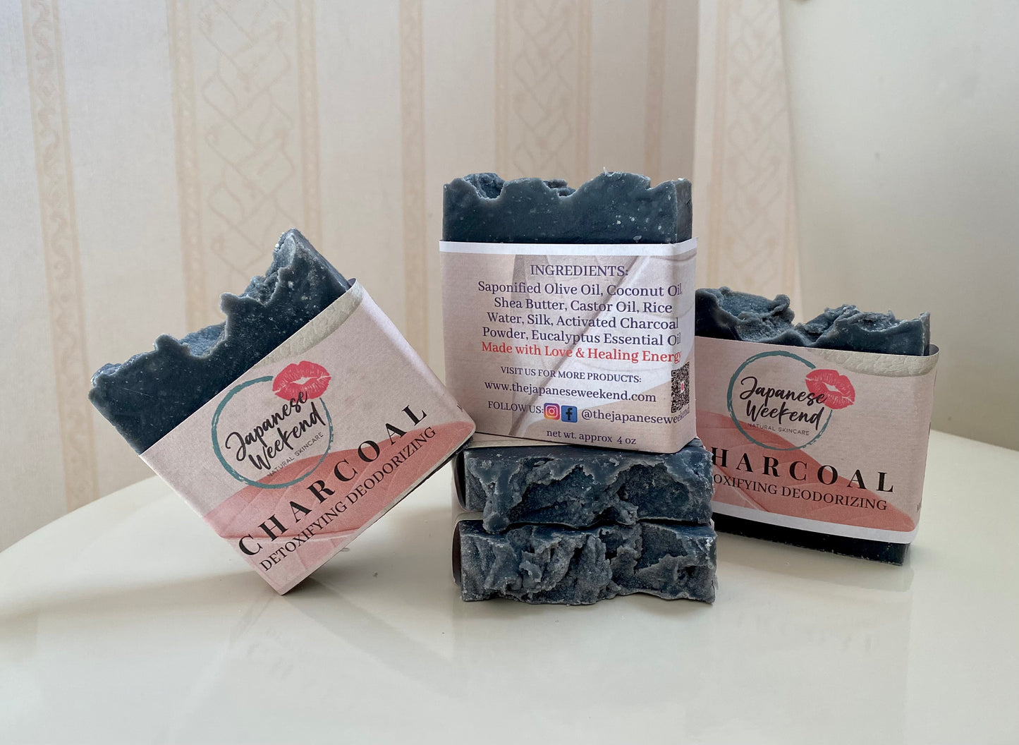 Japanese Weekend Charcoal Soap (Detoxifying Deodorizing) Bar All Natural Vegan Eco-friendly Pure Small Business Artisan Handmade